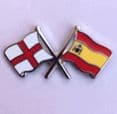 England Flag and Spanish Flag Crossed Lapel Badge